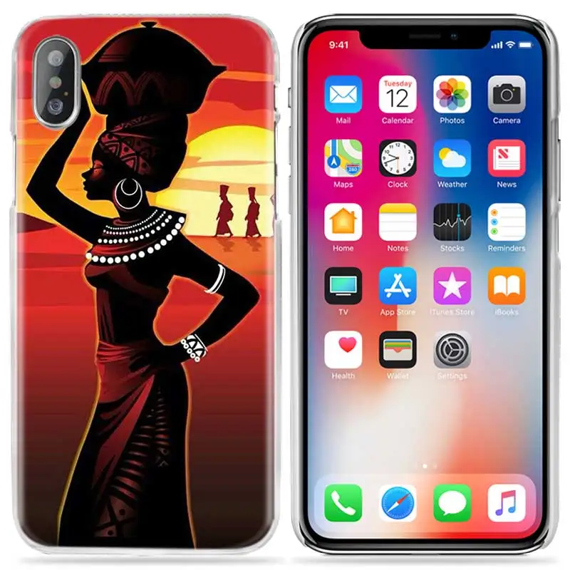 Африканская женщина чехол для iPhone XS Max XR X 10 7 7S 8 6 6S Plus 5S SE 5 4S 4 5C 11 Жесткий PC Пластиковый чехол для телефона Coque Fundas Capa