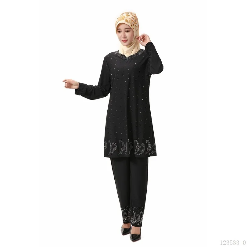 Модные исламские бисер с бриллиантом мусульманские хлопковые костюмы наборы