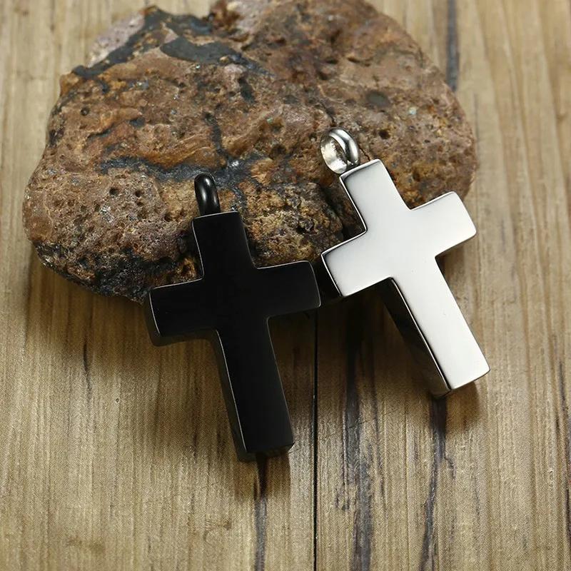 Бесплатная гравировка мужской черный Blessed крест пепельная урна кулон ожерелье из