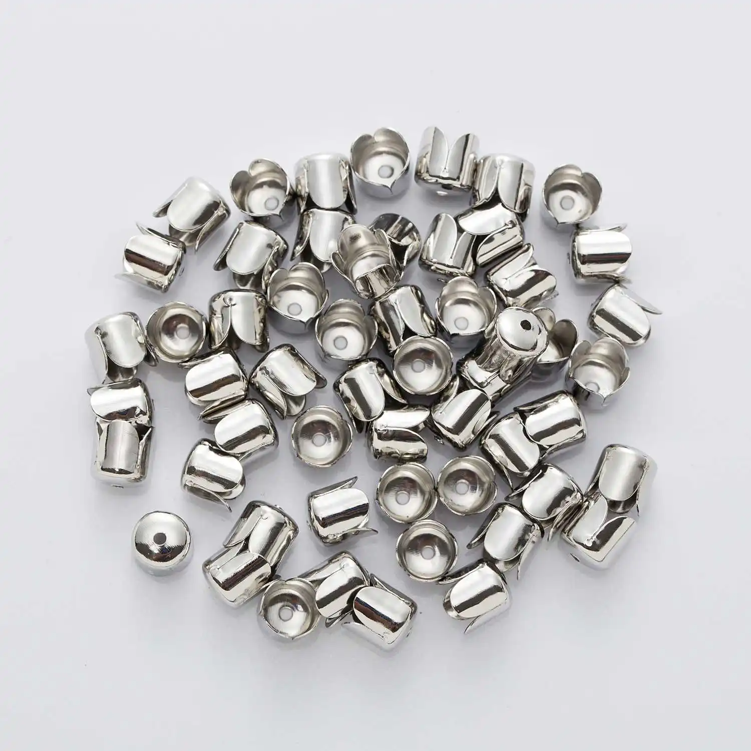 Silver Tone 20 шт 5 цветов ожерелье в виде цветка браслет кончик бусины колпачки фурнитура DIY аксессуары-кисточки колпачки для изготовления ювелирных изделий 6-10 мм - Цвет: Silver Tone