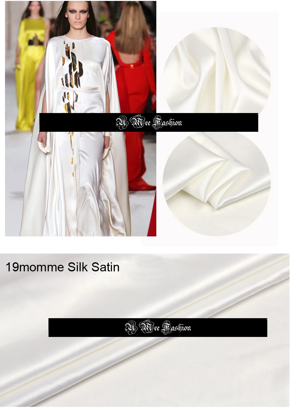 CNUM Natural Silk White/ Satin Stretch Habotai CDC/ Fabric/ Width: 114cm 140cm 160cm 240cm /by meter | Дом и сад