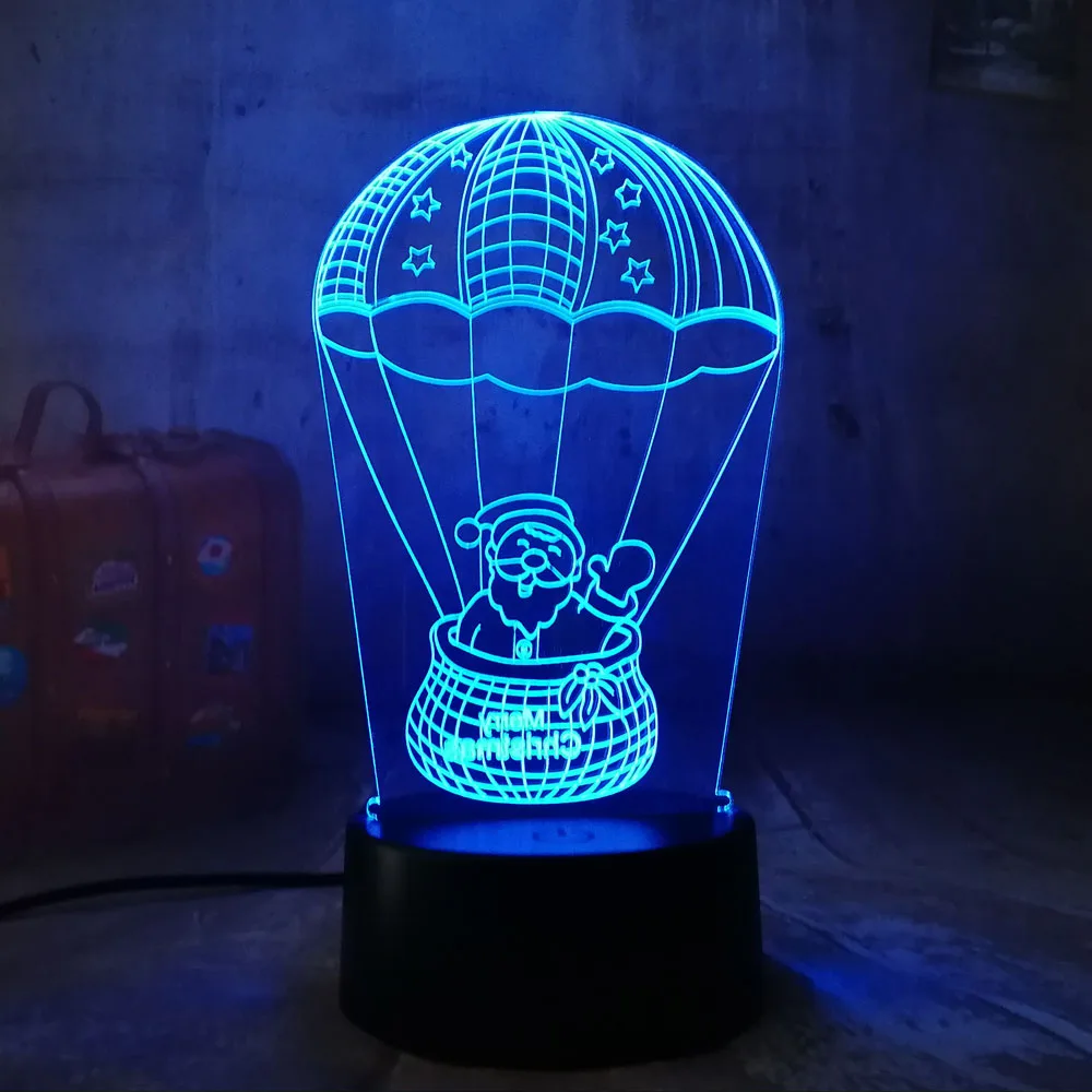 3D светодиодный светильник милый Санта Клаус воздушный шар RGB ночные светильники