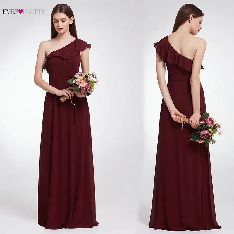 Ever Pretty, женские элегантные сексуальные длинные бордовые платья для подружки невесты, шифон, v-образный вырез, открытая спина, официальное свадебное платье для подружки невесты