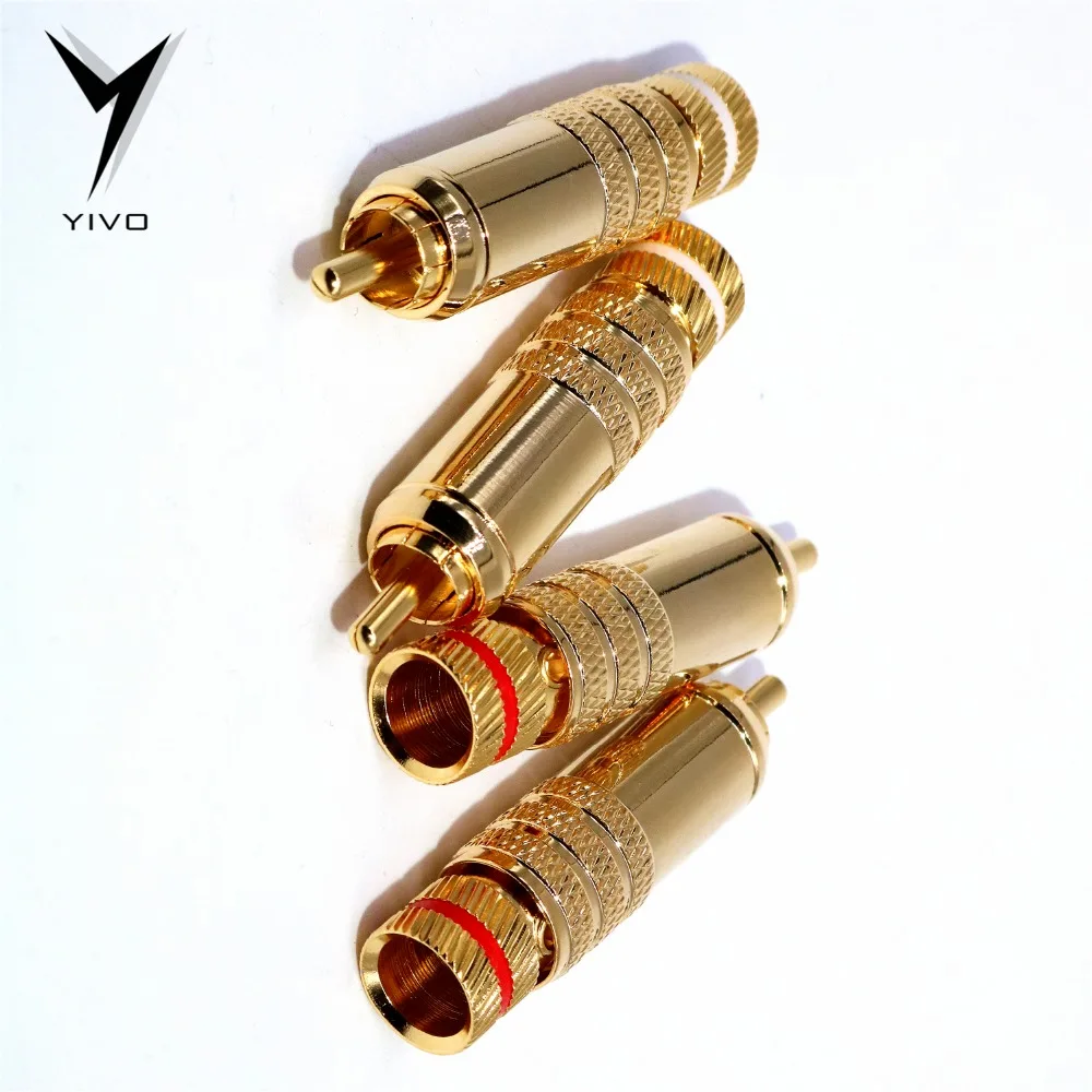 8 шт. YIVO Hi end высокого качества Hifi DIY 9 мм позолоченный латунь 62% медь штекер RCA