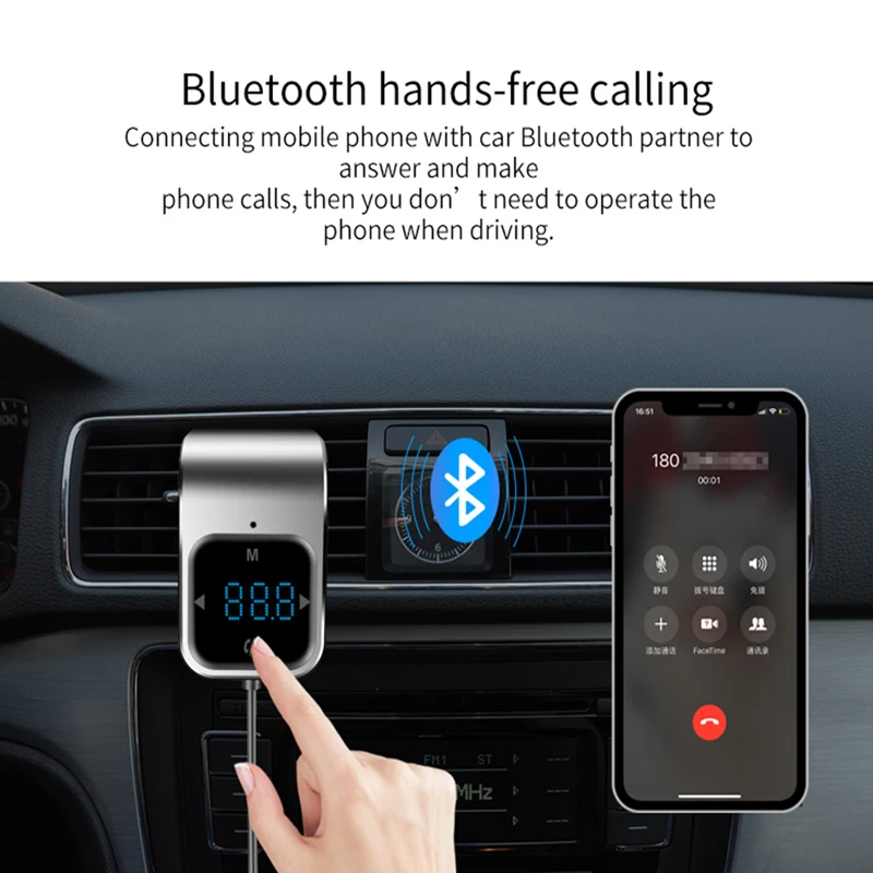 Nulaxy FM передатчик против скольжения Беспроводной Bluetooth Handsfree Car Kit Audio MP3 плеер