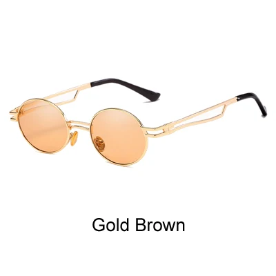 Gold Brown Ralferty Винтажные Солнцезащитные очки для женщин и мужчин круглые металлические солнцезащитные очки женские мужские солнцезащитные очки в стиле хип-хоп ретро круглые оттенки черные Oculo X9101 - Цвет линз: Gold Brown