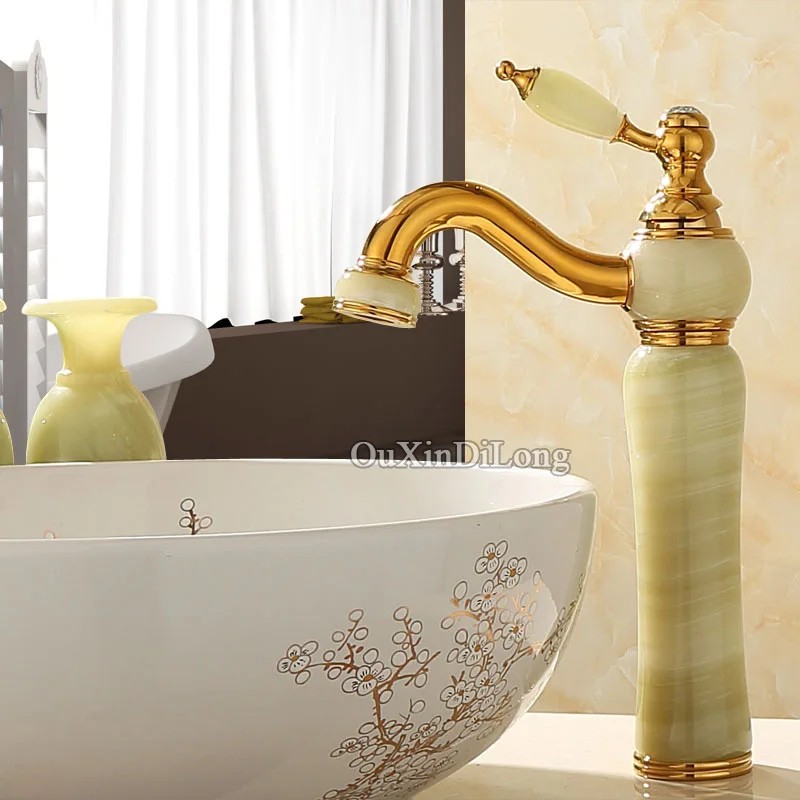 DHL Бесплатная доставка роскошный золотой смеситель для раковины латунный