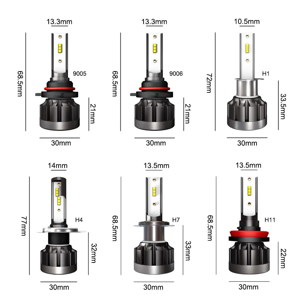 

Auto LED light CSP H7 H1 H4 Car Headlight Bulbs H11 9005 9006 H8 H9 HB3 HB4 HB2 9003 12V 24V Car Lights 60W 10000LM 6000K