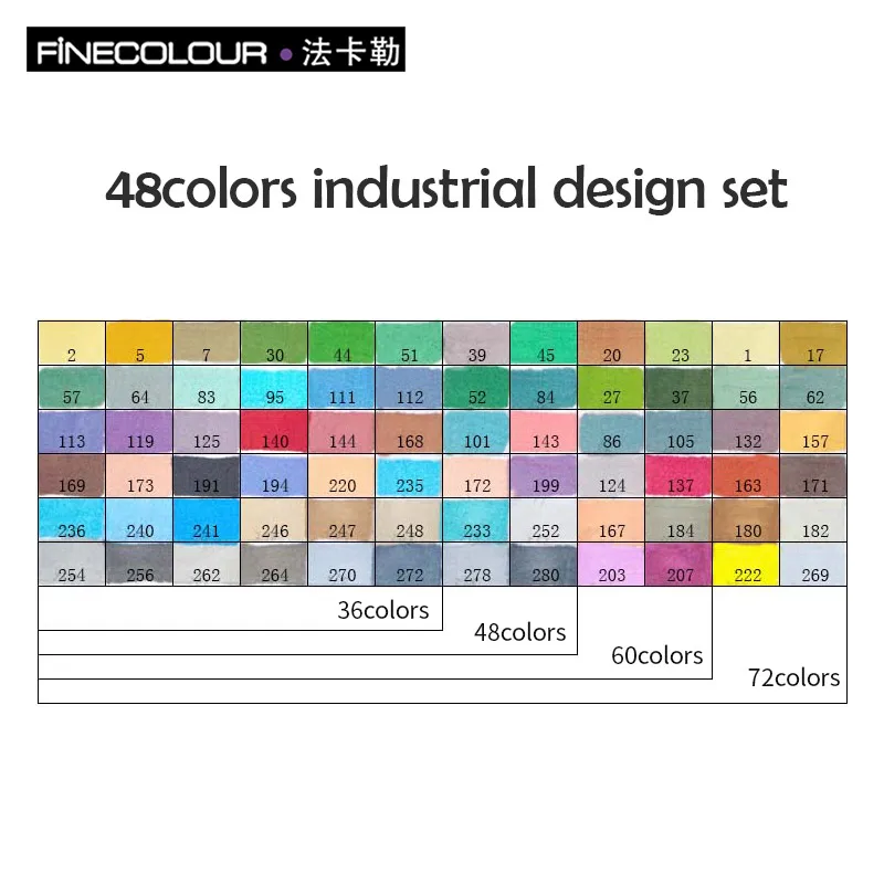 48 industrial design Finecolorour спирт искусство маркер цвет ручка художника двуглавый эскиз маркер 36 48 набор EF100 маркеры для рисования - Цвет: 48 industrial design