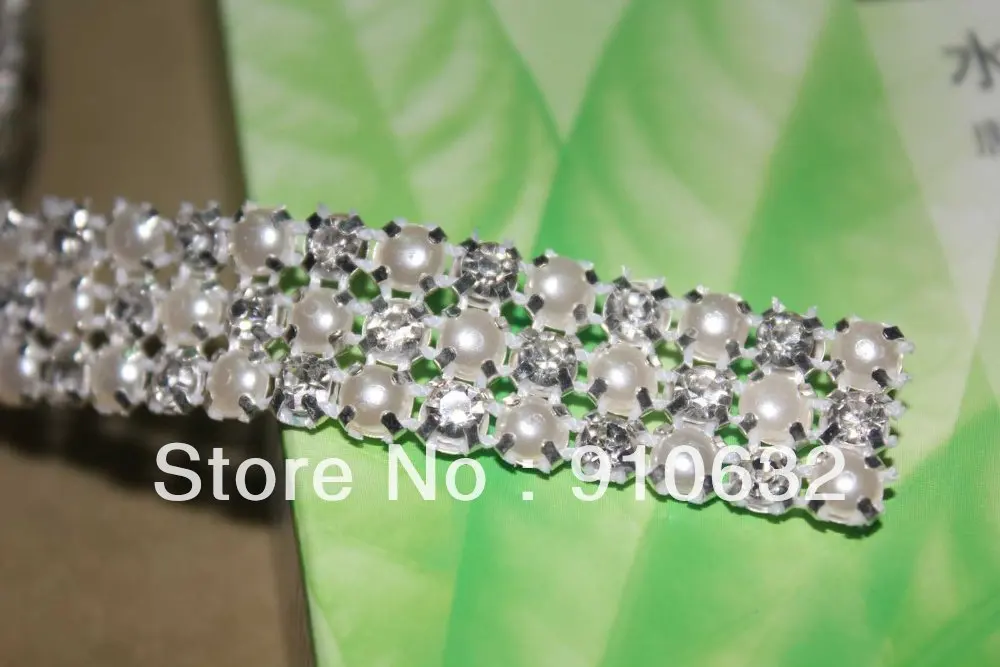 1 ярд 3 ряда 5 мм настоящая Алмазная горная хрусталя и жемчужная сумка для шитья