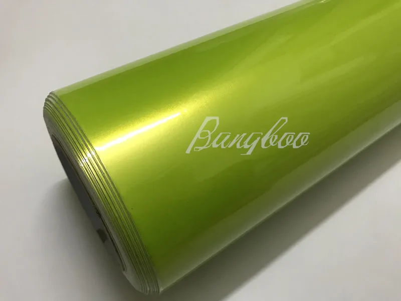 

2019 New Product 1.52*18m Size Glossy Pearl Magic Lemon Green Car Decoration Film Vinyl Wrap