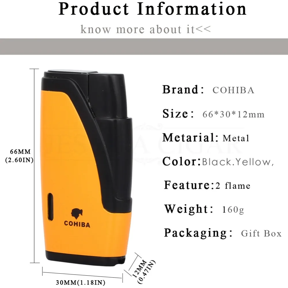 Зажигалка COHIBA Jet ветрозащитная зажигалка с 2 пламенем многоразовая газовая