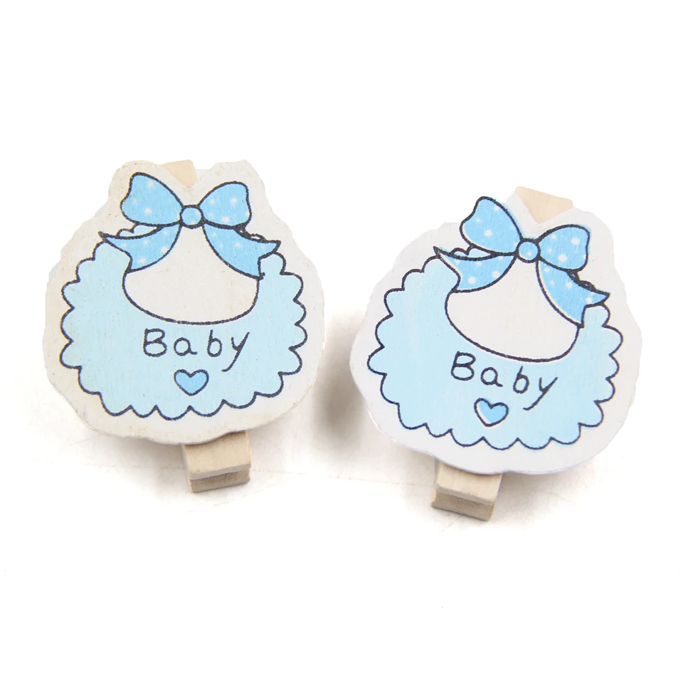 20pcs Blue Clip 20 шт., милые детские заколки для душа, деревянные зажимы для фотографий, деревянные наклейки, поделки из дерева, детский подарок на день рождения/детский душ, украшения - Цвет: 20pcs Blue Clip