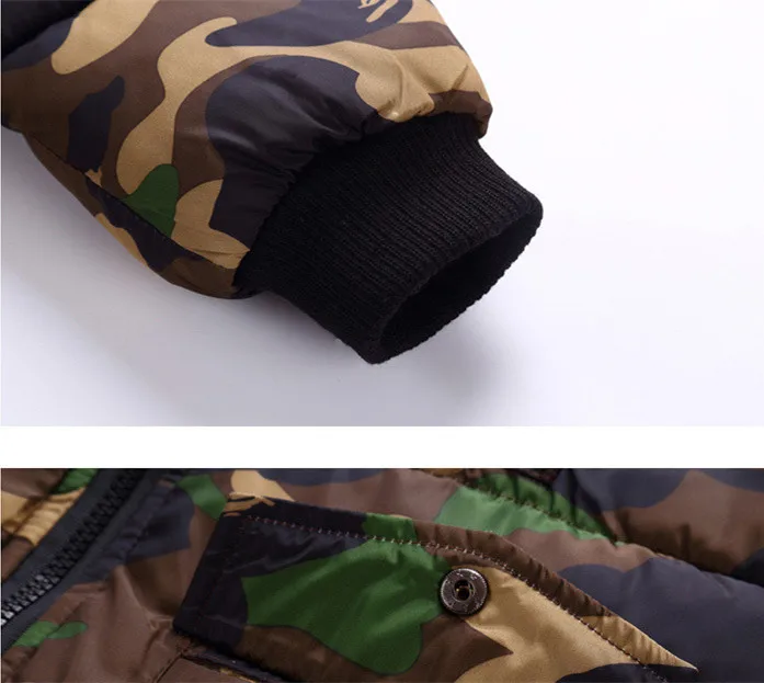 Winter boys girls jacket parka kids camo coats for teenage down coat children hoody clothes C86101A |