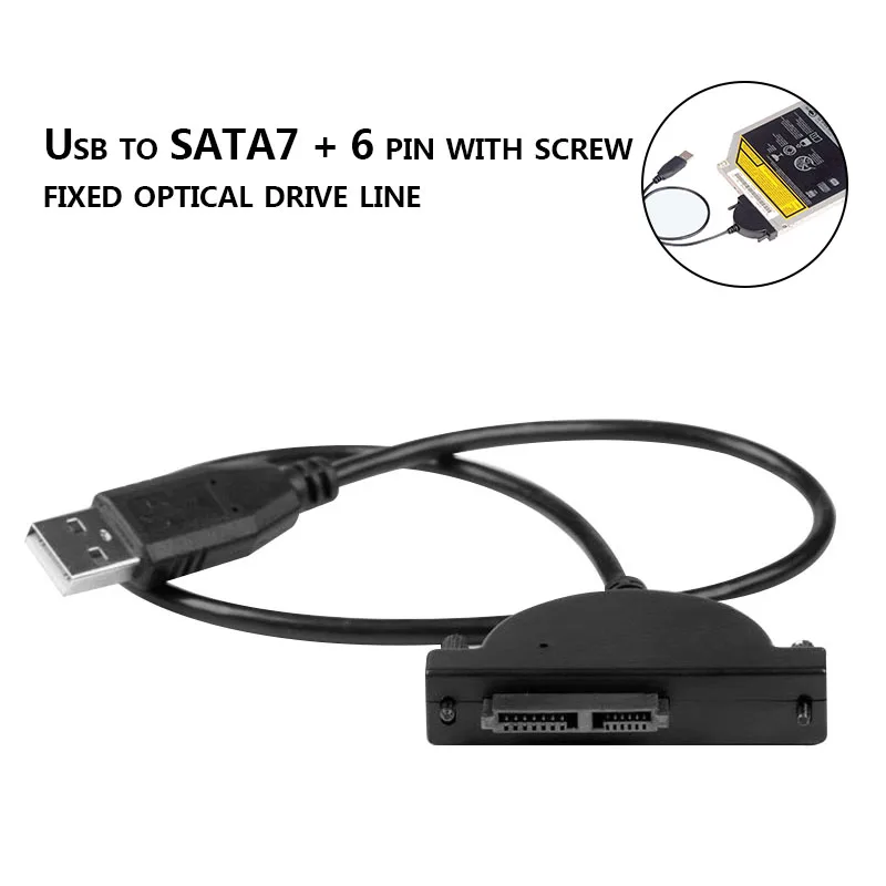 2019 горячий USB 2 0 до 7 + 6 PIN SATA CD-ROM оптический привод адаптер кабель для ноутбука