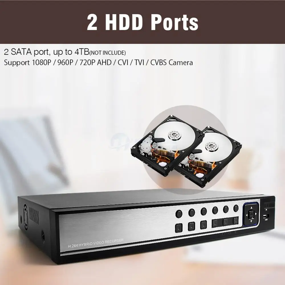 5 в 1 гибридный видеорегистратор 16CH AHD 1080 P CVI TVI CVBS 16 каналов 2 * SATA HDD DVR NVR рекордер|nvr