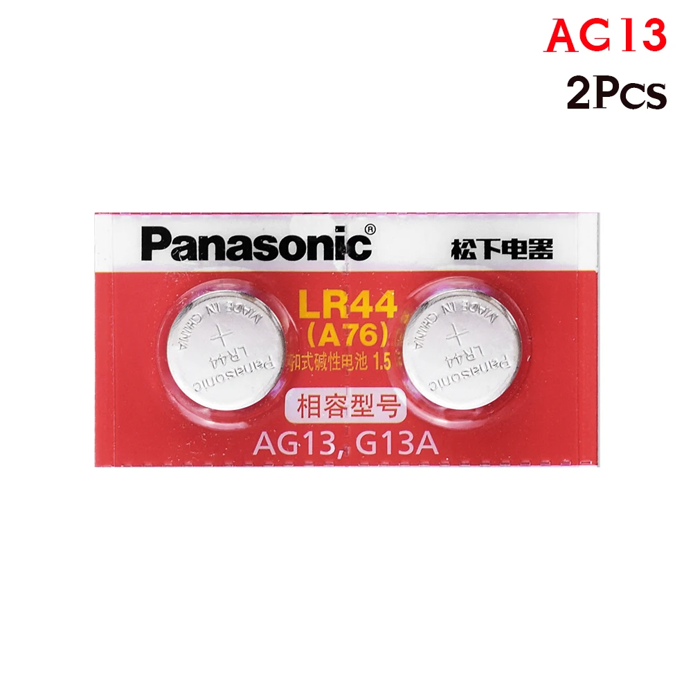 Panasonic комплект из 2 предметов 1,5 V кнопочный элемент Батарея lr44 Литиевые Батарейки-таблетки A76 AG13 G13A LR44 LR1154 357A SR44
