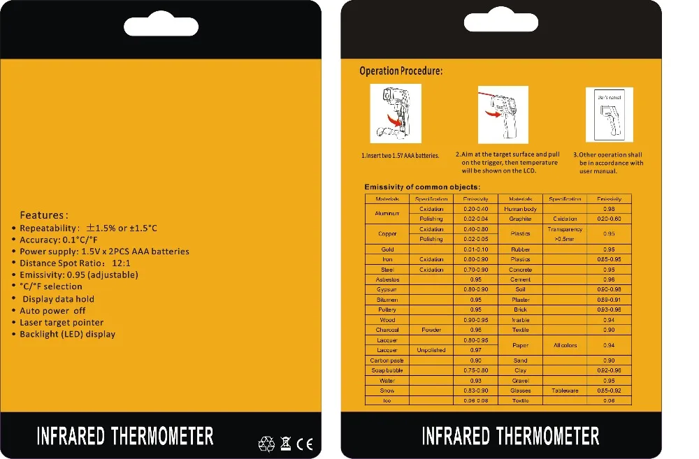 2017 GM320 Non-Contact Laser LCD Display IR Infrared Digital C/F Selection Surface Temperature Thermometer For Industry Home Use |