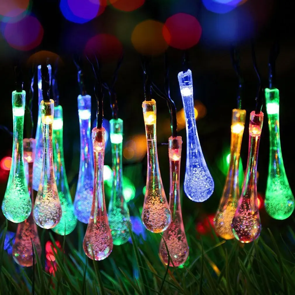 20 LED Big Water Drop Shape Colorful Solar Panel Powered String Light Home Christmas Wedding Path Party Fairy Lamp | Лампы и освещение