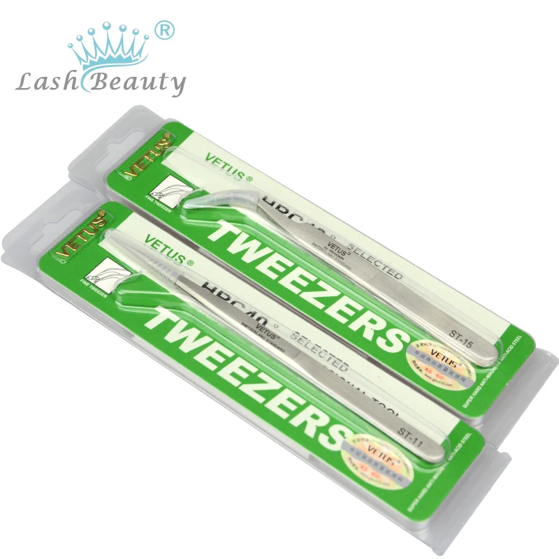 Пинцет для наращивания ресниц 2 комплекта оригинальные щипцы прямые и изогнутые