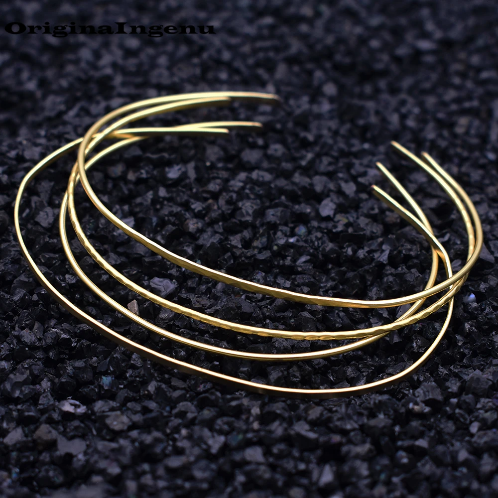 

925 Silver Bangles Gold Filled Jewelry Hammered Dainty Barcelet Women Jewelry Minimalism Barcelet For Women Boho Bangles