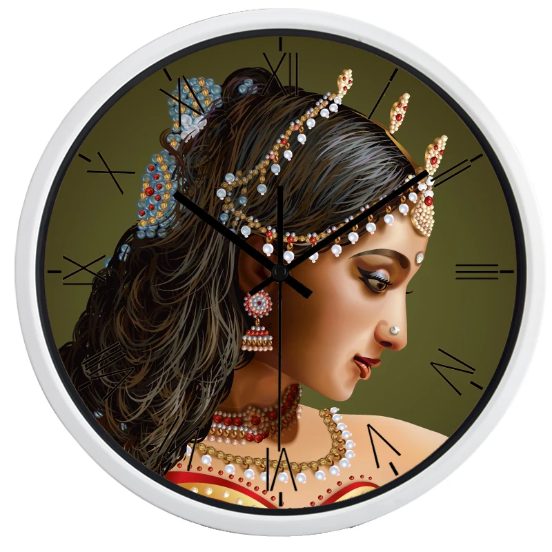 Классический портрет Индия креативная Красота Девушка настенные часы