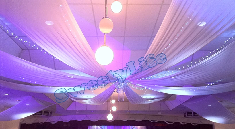 

Wedding 12 pieces Ceiling Drape Canopy Drapery for decoration wedding fabric 0.45m*10m per piece Roof polyester knitted fabric