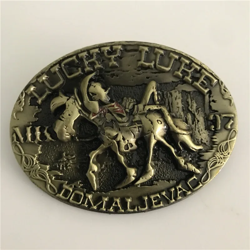 Пряжка для ремня Lucky Luke Мужская овальная бронзовая металлическая пряжка с 3D