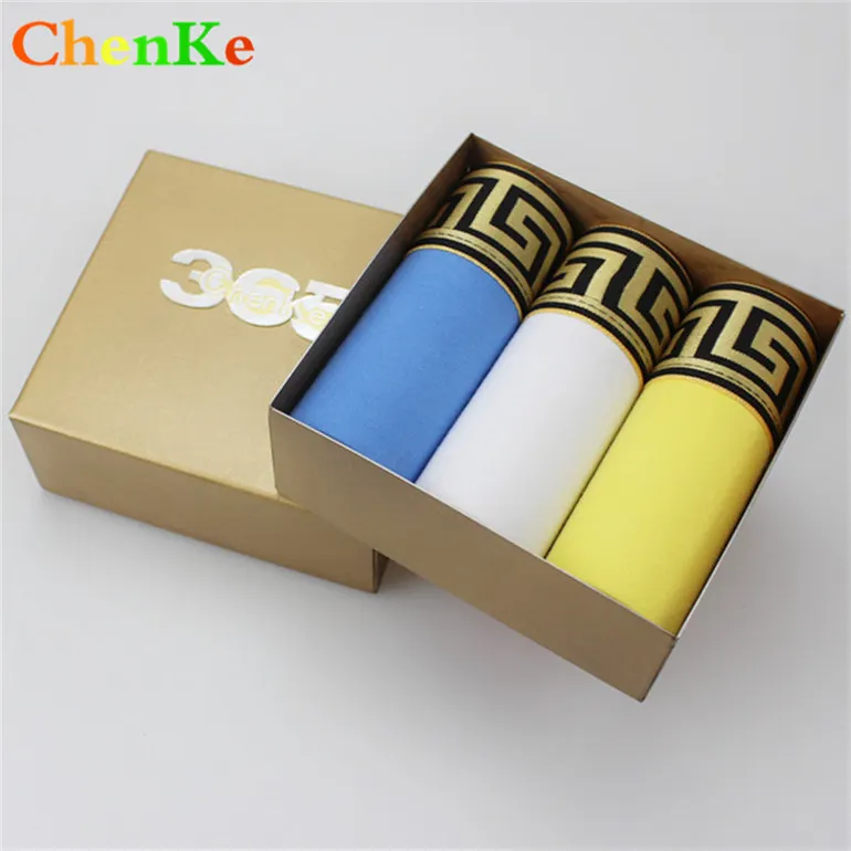 three pcs 008 no box ChenKe,, мужские хлопковые боксеры, шорты для мужчин, расширяющийся золотой пояс, хитовое нижнее белье, Брендовые мужские боксеры, мужские трусы, 7 цветов - Цвет: three pcs 008 no box