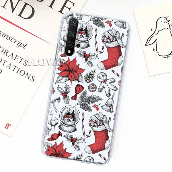 014 Чехол для телефона, coque для Honor 20 Pro 9 10 Lite 8X 8A 8C 8S 7A 7S Y7 Y9 V20, чехол с новым, рождественским, снежинкой, твердый PC Ca - Цвет: 014