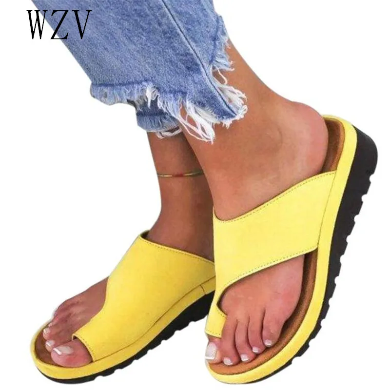 Women Comfy Platform Sandal Shoes Flip Flops PU Leather Flat Sole Sandals Sandalias Mujer Dating Shopping H300 | Обувь