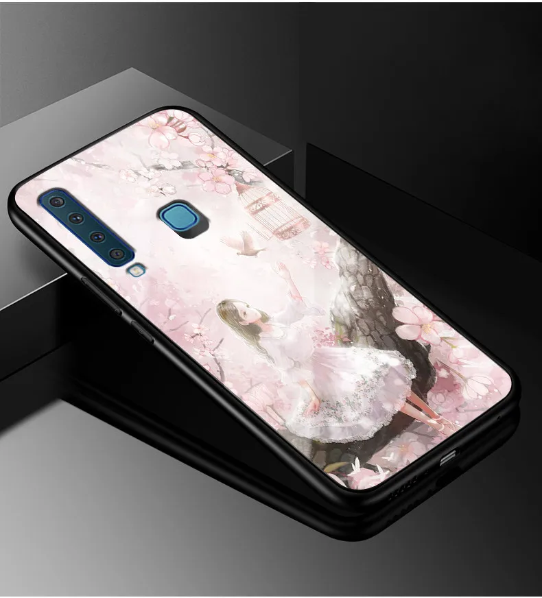 Для samsung A9 чехол A 9 PC Пластиковый стеклянный чехол для телефона черный TPU бампер чехол для samsung Galaxy A9 A920F A920 A9s