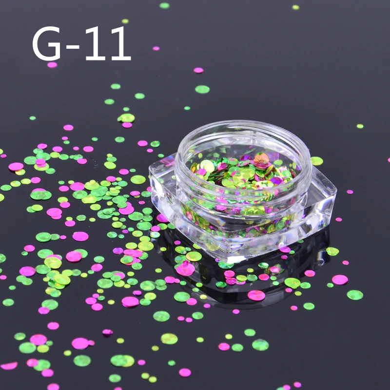 

1 Box Laser Sparkly Round 10 Colors Nail Art DIY Flake Tips Fashion Beauty Glitter Sequin Paillette Nail Sticker