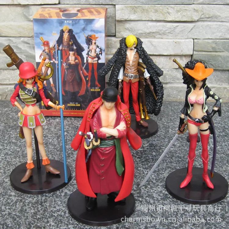J.G Chen Anime Figures One Piece Film Z PVC Action Figure Toys Dolls Zoro Sanji Nami Robin 15cm set of 4 New Janpanese | Игрушки и хобби
