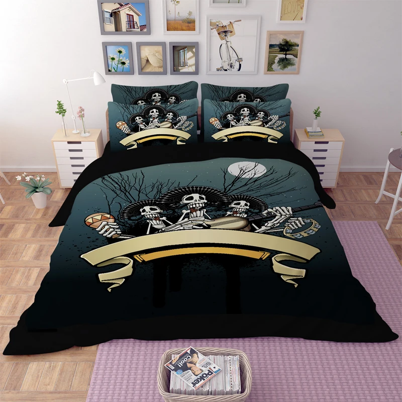 3d Head/Cranium Bedding Skull Duvet Cover Set 3/4Pcs Twin or Single/Full/Queen Size Without Comforter Free Shipping | Дом и сад