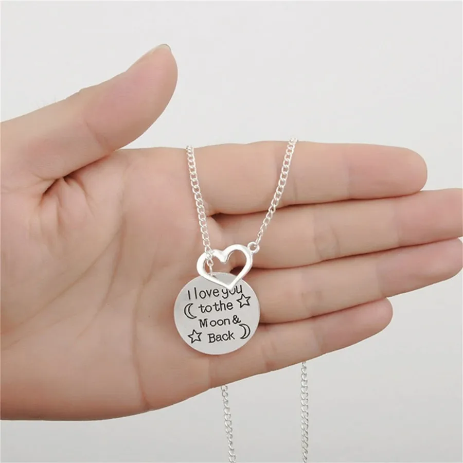 Qianraq Трендовое ожерелье с надписью i Love You To The Moon And Back подвеской в виде сердца для