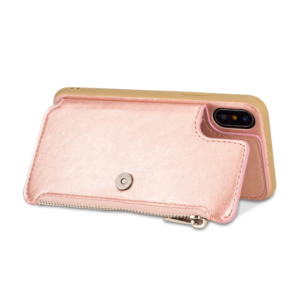 Ретро чехол на молнии s для iPhone 8, 7, 6 S, 6 Plus, чехол для iPhone X, XS, MAX, XR, много держателей карт, кожаный бумажник, чехол для телефона