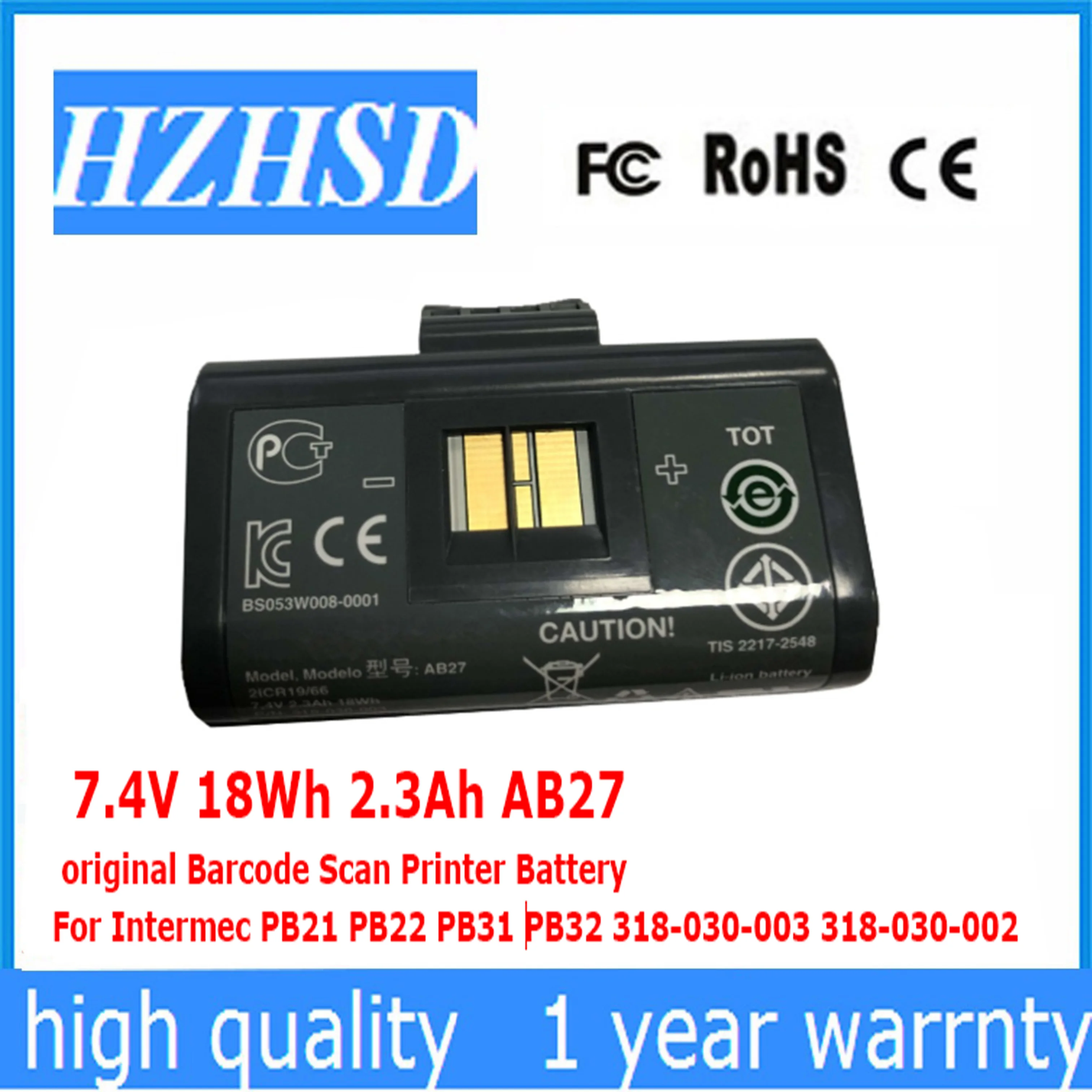 

7.4V 18Wh 2.3Ah AB27 original Barcode Scan Printer Battery For Intermec PB21 PB22 PB31 PB32 318-030-003 318-030-002