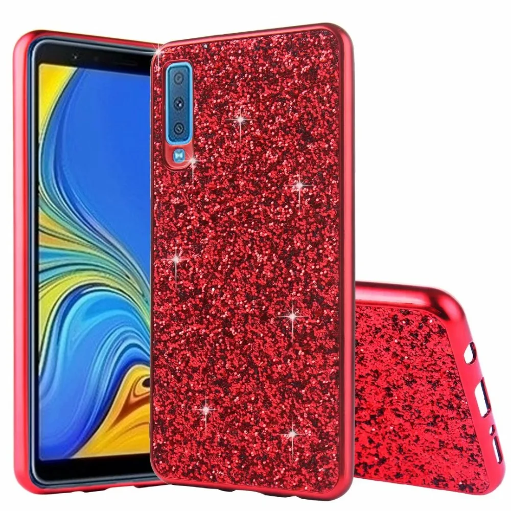 Блестящий Мягкий чехол с блестками для Samsung galaxy A7 2018 A750 A9S A9 S8 S9 S10 5G Note 9 J4 J6 A8 A6 A50