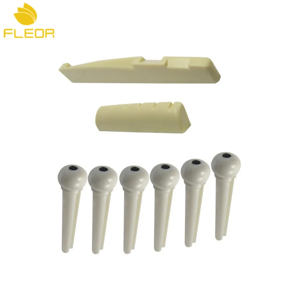 FLEOR набор пластиковых шлицевых акустических гитар Гайка Седло и Мост Pin для 6