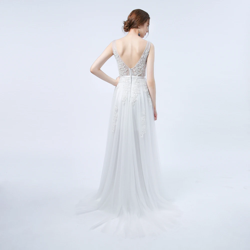 Женское винтажное платье с открытой спиной кружевное пляжное свадебное в