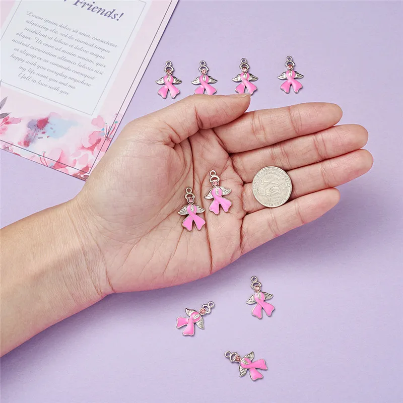 10 шт. эмалированные Подвески Стразы с крыльями ангела для изготовления ювелирных