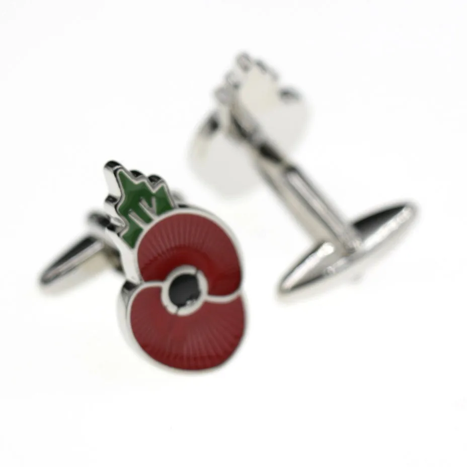 Top Quality Wholesale Cute Romantic Red Poppy Flower Cufflinks mens womens Cuff Links Birthday Gift | Украшения и аксессуары