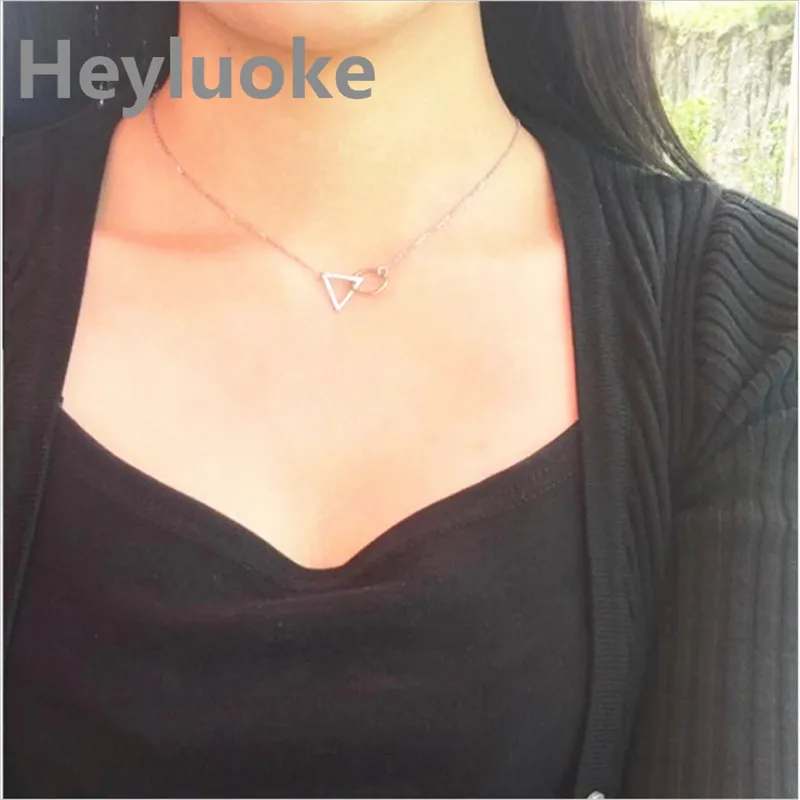 Чокер Collares Moana Женский модное ожерелье с подвеской в виде треугольника и круга