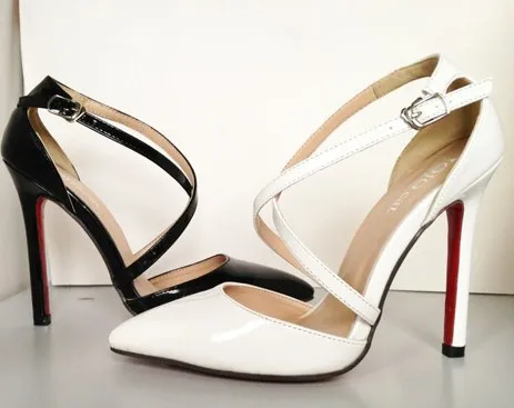 New 2014 brand fashion sexy spring womens shoes stiletto Pointed toe Red bottom sole high heels women pumps Lace up Ankle wrap | Обувь