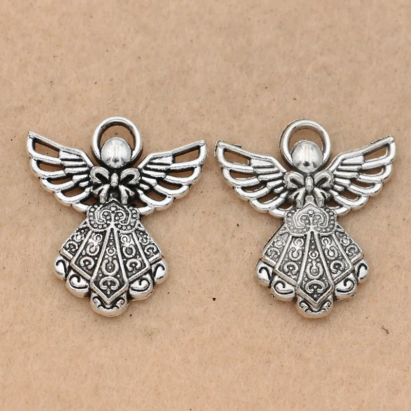 

5Pcs Tibetan Silver Plated Angel Fairy Charms Pendants Fit Jewelry Making Bracelet Diy Findings 26x23mm