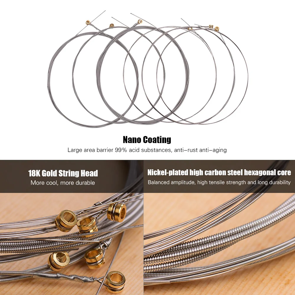 

6pcs G5/G6/G7 Strings for Guitar Guitar Strings Guitar Accessories Hexagonal Core Namo Coating Nickel Winding Medium Light
