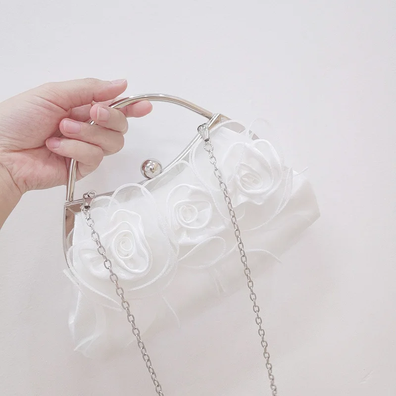Летняя маленькая сумка дикая Фея сатиновая белая Цветочная Женская сумочка на