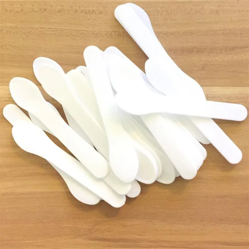 

20PCS Disposable Mini Cosmetic Mask White Plastic Spoon Makeup Maquillage Tools Spatula Scoop