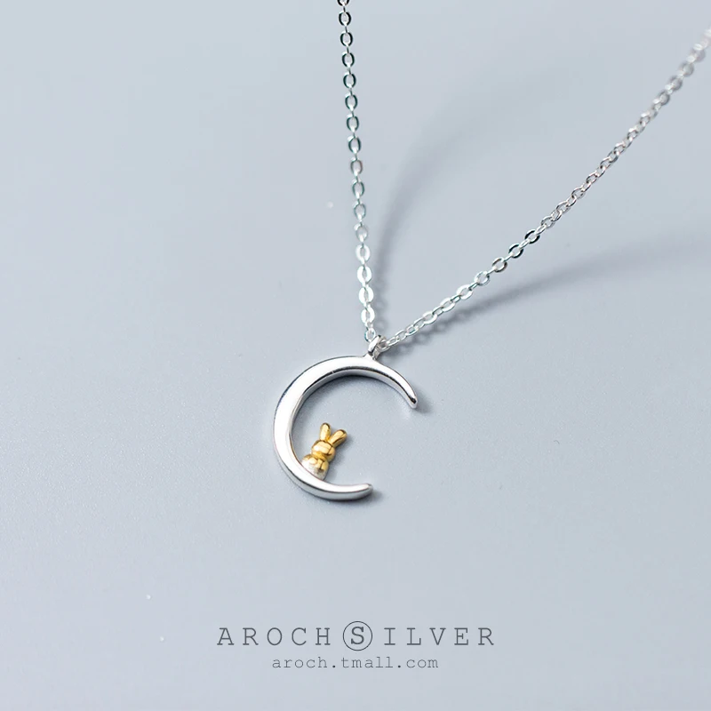 AROCH S925 серебряное ожерелье женский корейской версии мода милый кролик moon цепи
